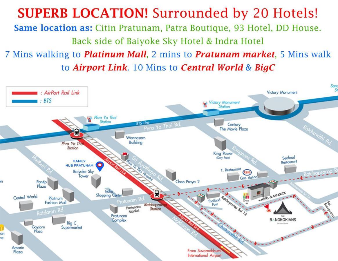 Family Hub Pratunam 7 Free Airport Pickup Min 3Nights And 4Adults Stay Bangkok Bagian luar foto